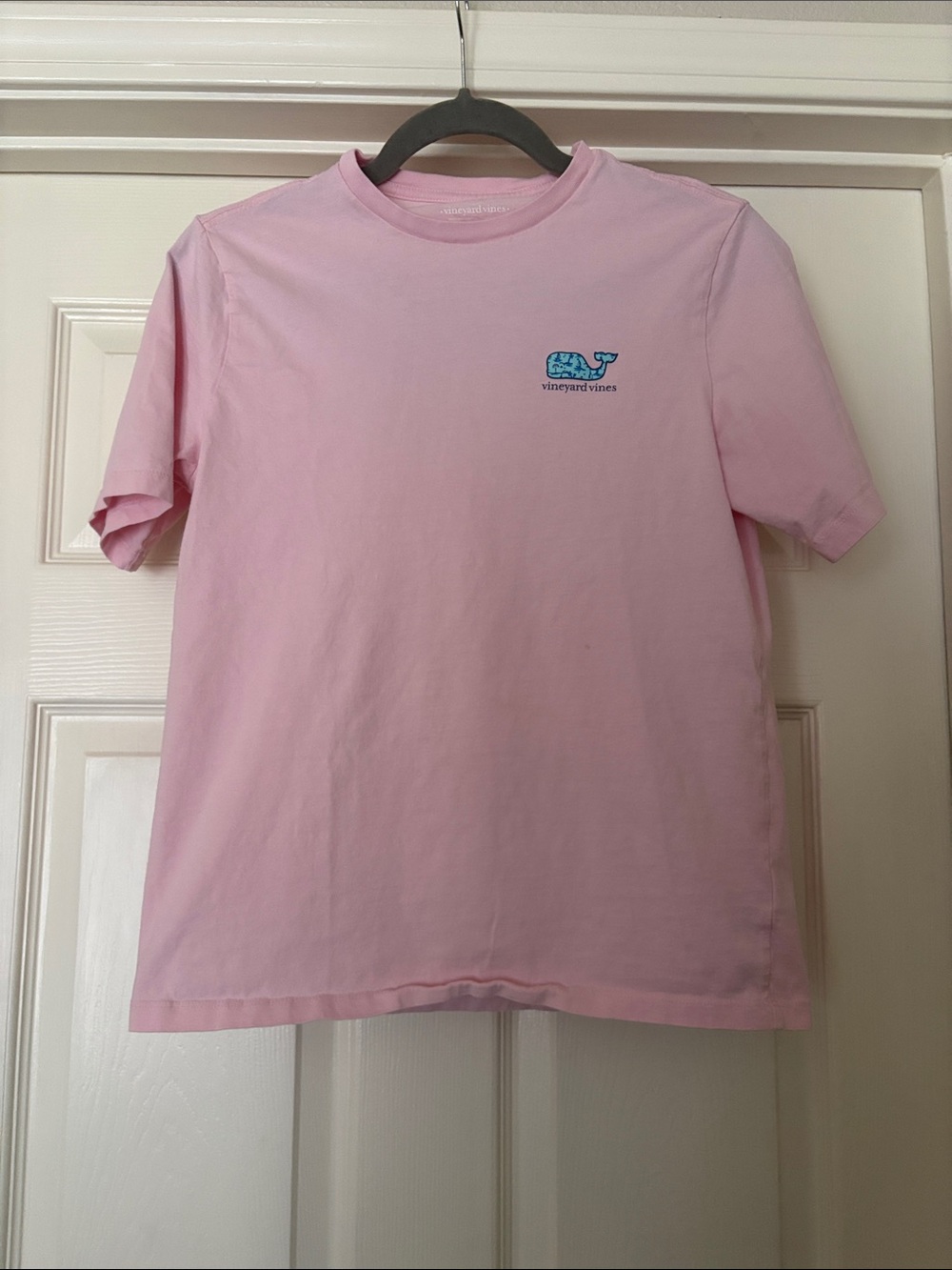 Vineyard Vines Kids Light Pink Tee with Blue Whale Logo
